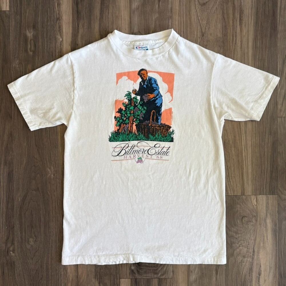 Vintage Biltmore Estate Art T-Shirt Men's Size S 1988 Harvest North Carolina
